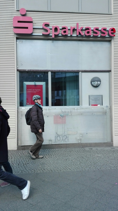 it seems that the banks are not very popular. They defend themselves proactively against throwing stones.